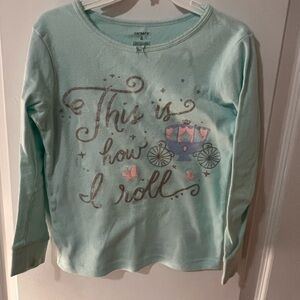 Carter's Light Blue Long Sleeve Tee with Carriage Print